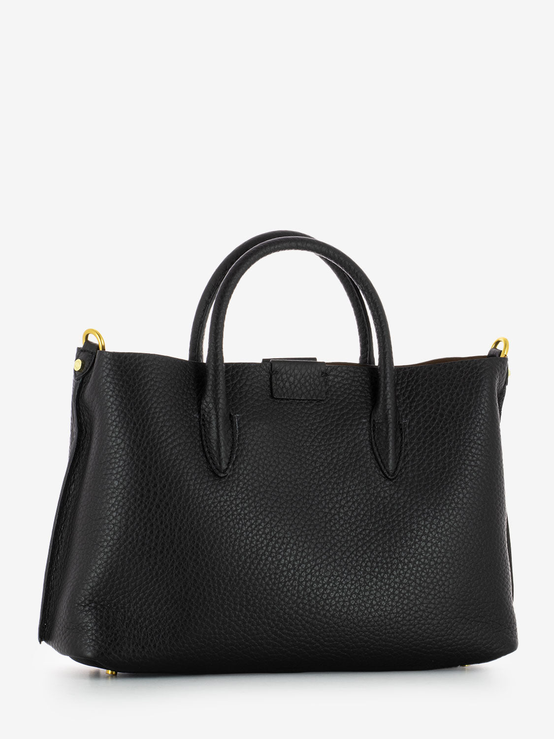 Borsa Aretha in pelle nero / castoro