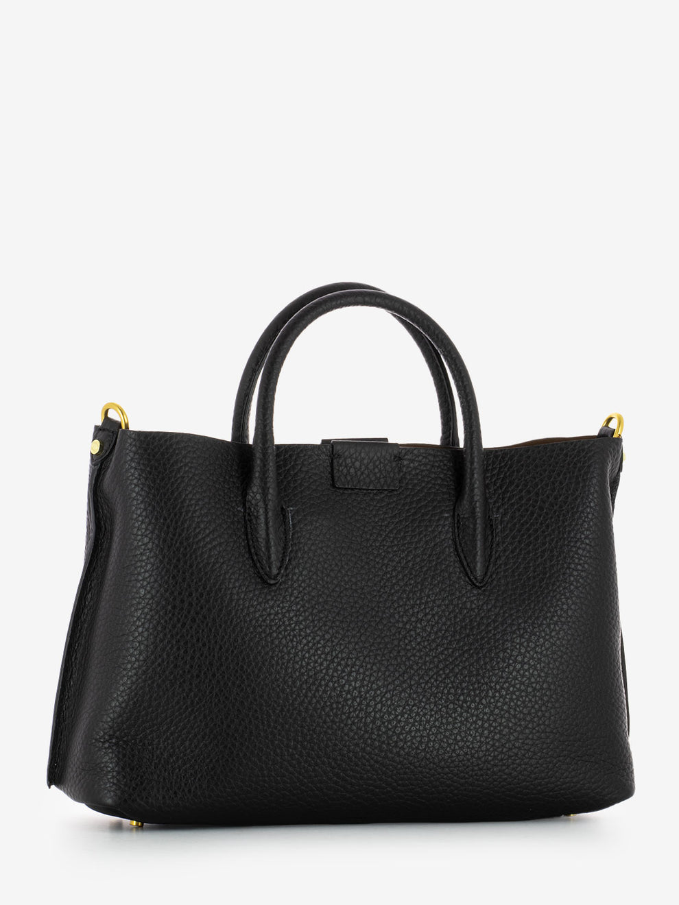 Borsa Aretha in pelle nero / castoro