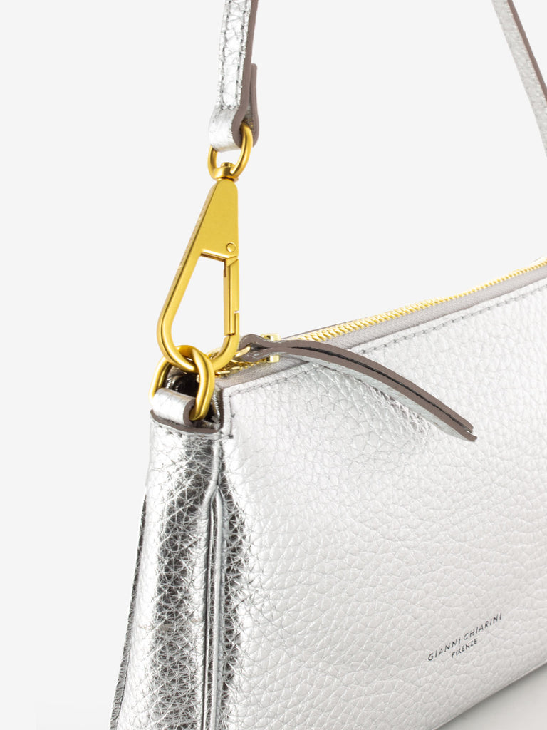 GIANNI CHIARINI - Borsa Brooke small in pelle silver