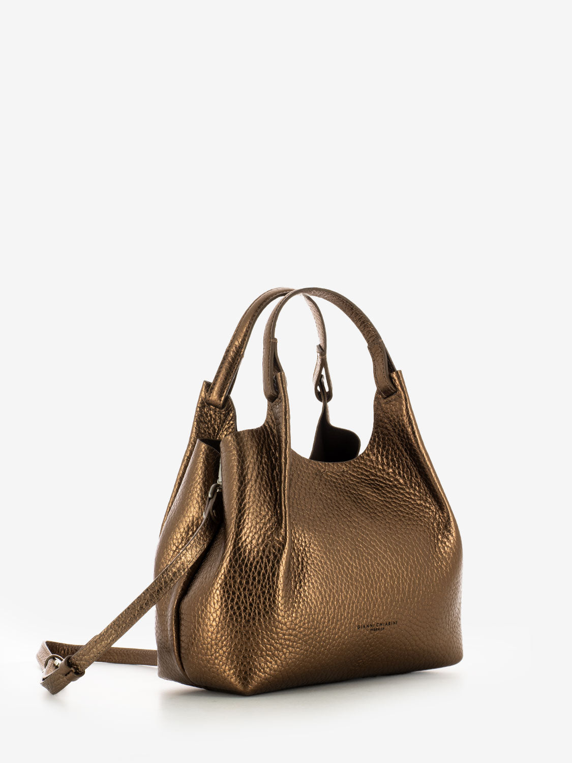 Borsa Dua in pelle laminata toasted / testa di moro