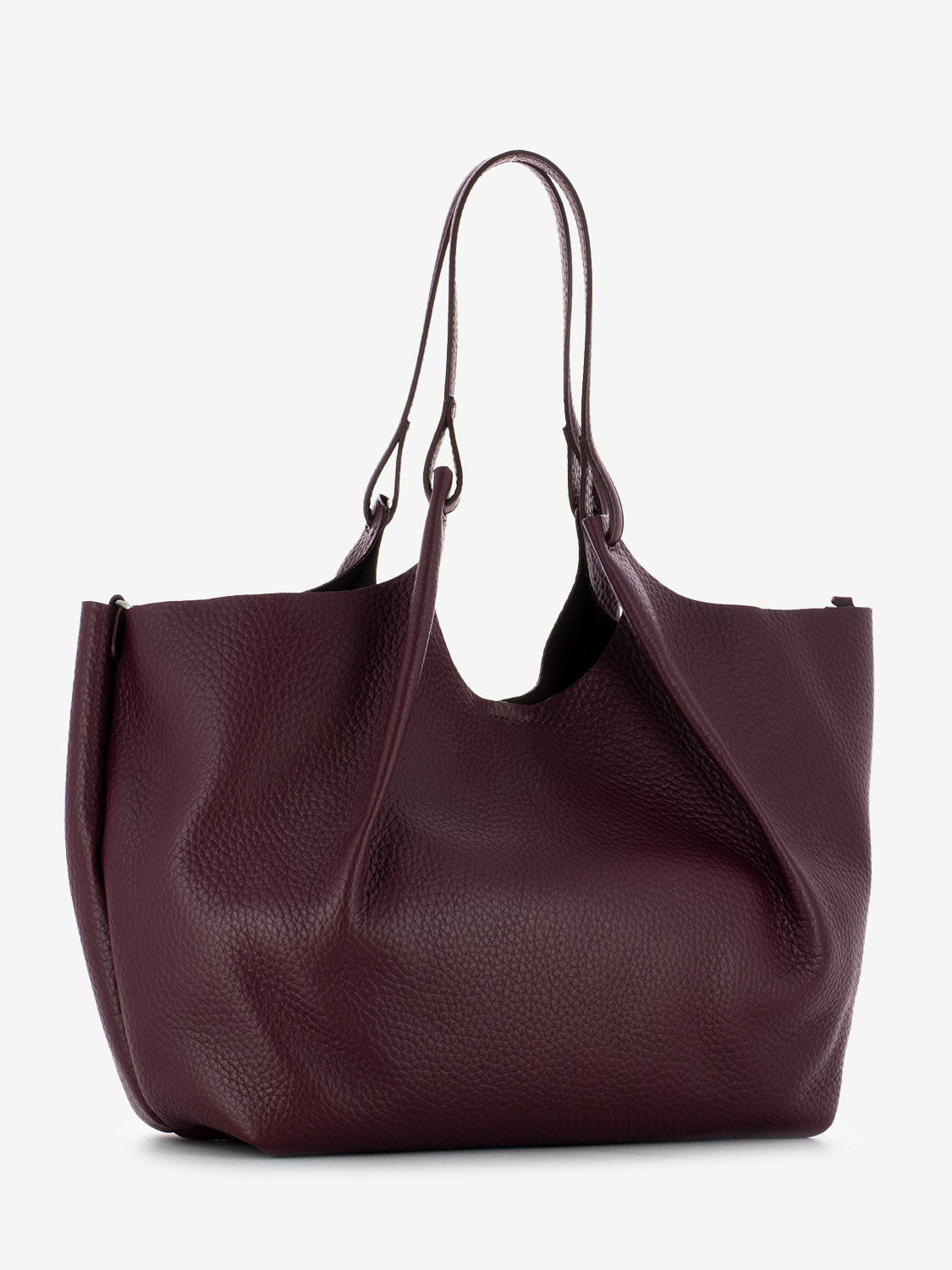 Borsa Dua large in pelle wine berry / testa di moro