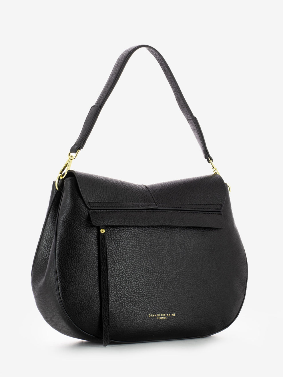 Helena round black leather bag