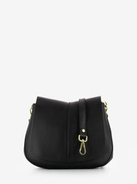 Helena round black leather bag