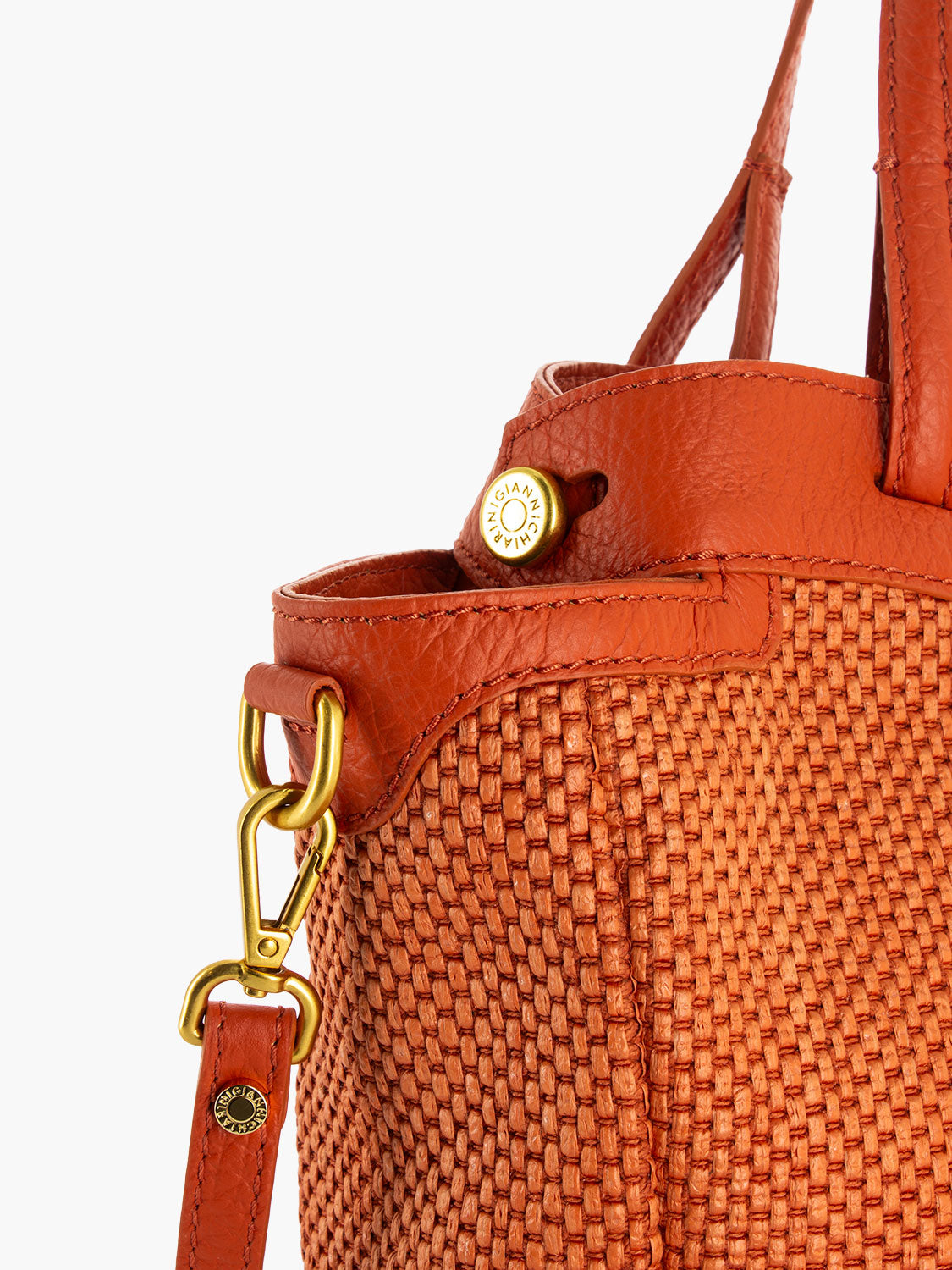 Borsa Ottavia pelle e tessuto corallo