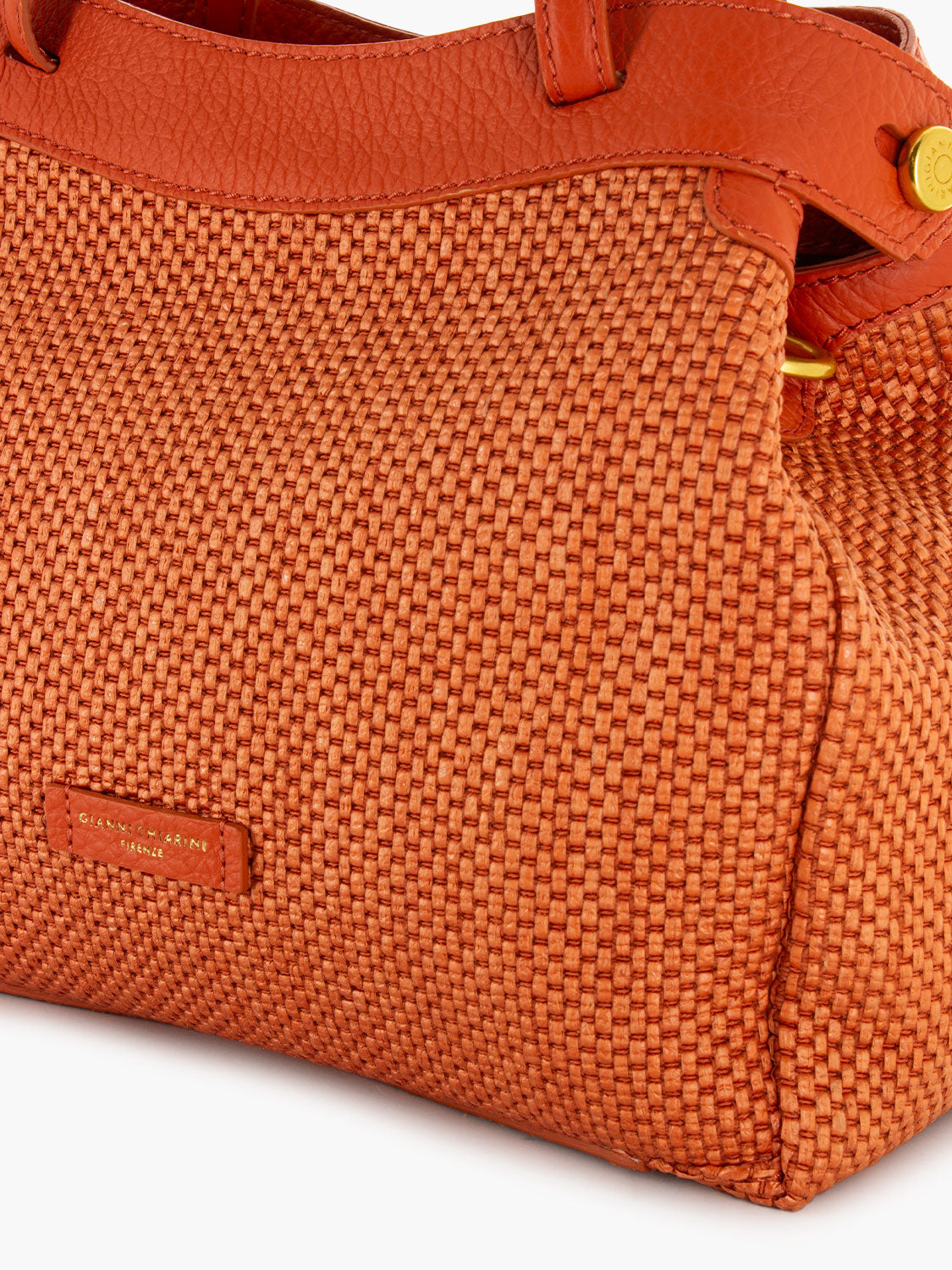Borsa Ottavia pelle e tessuto corallo