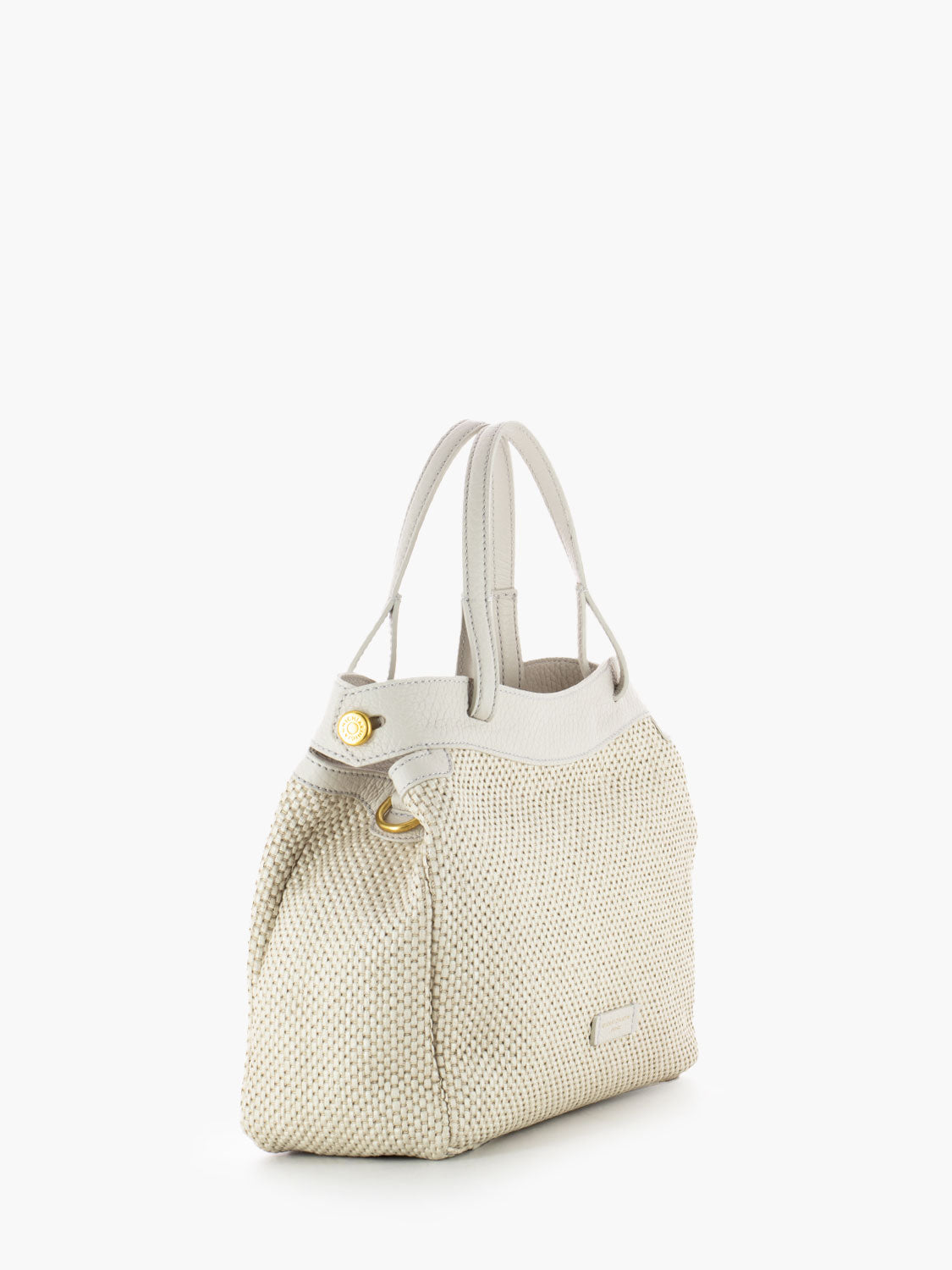 Borsa Ottavia pelle e tessuto sabbia