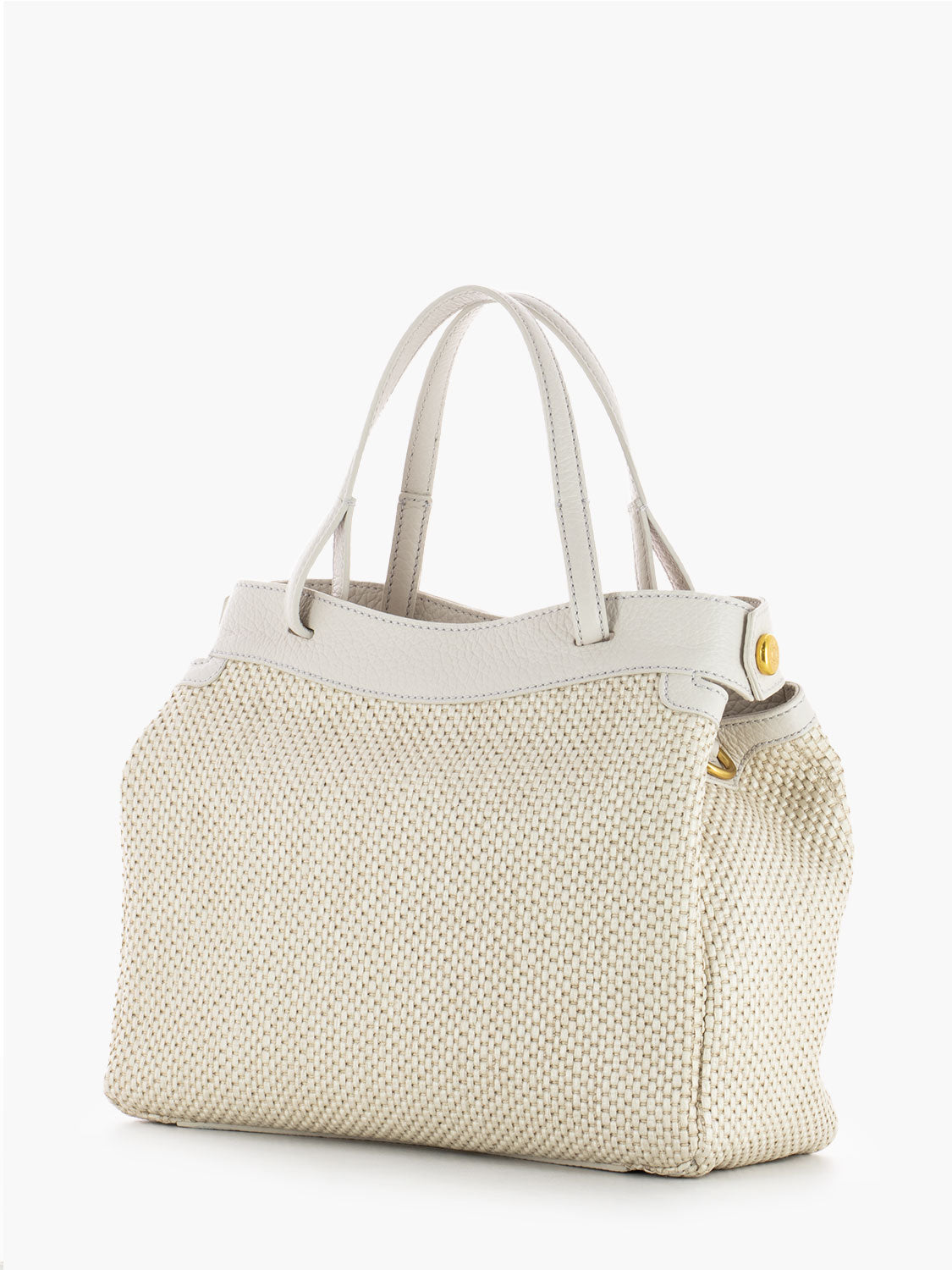 Borsa Ottavia pelle e tessuto sabbia