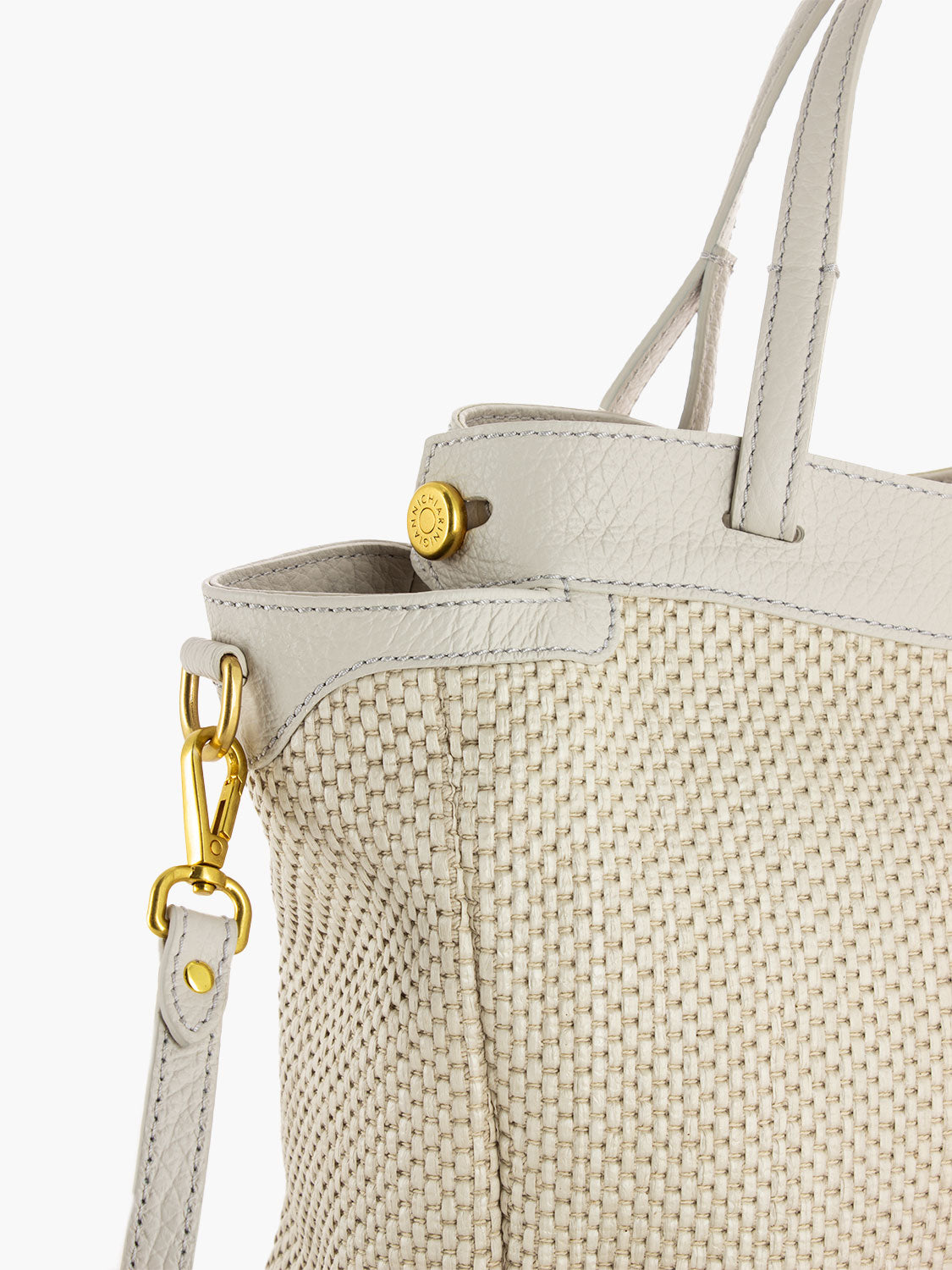 Borsa Ottavia pelle e tessuto sabbia