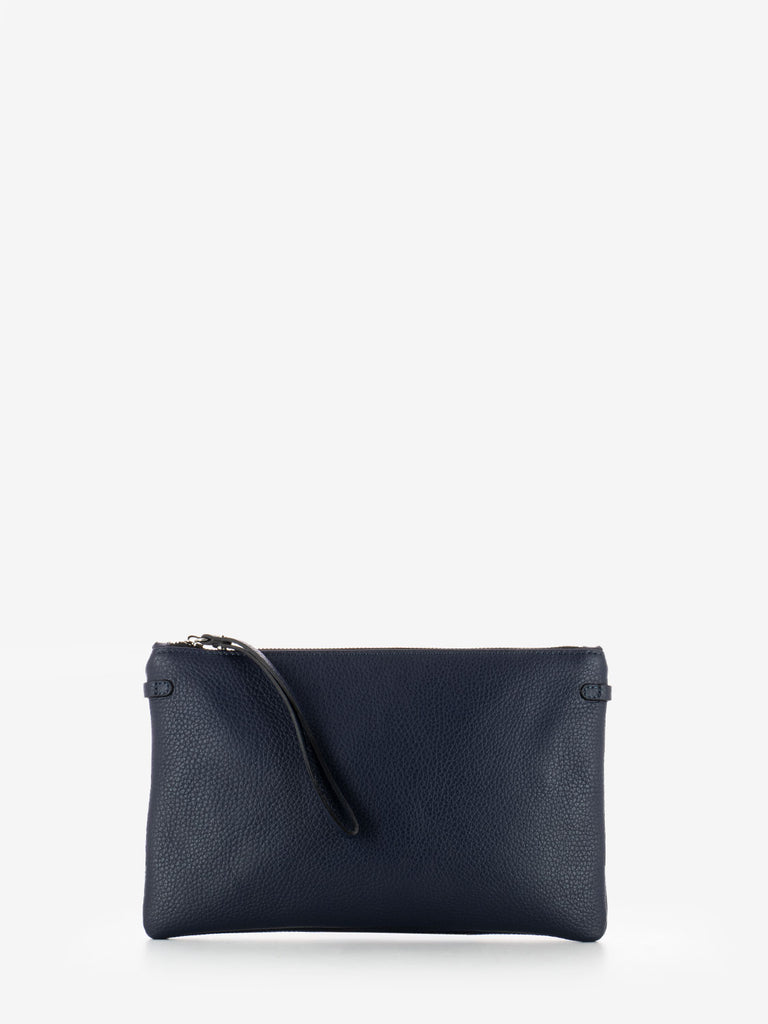 GIANNI CHIARINI - Pochette Hermy large in pelle navy