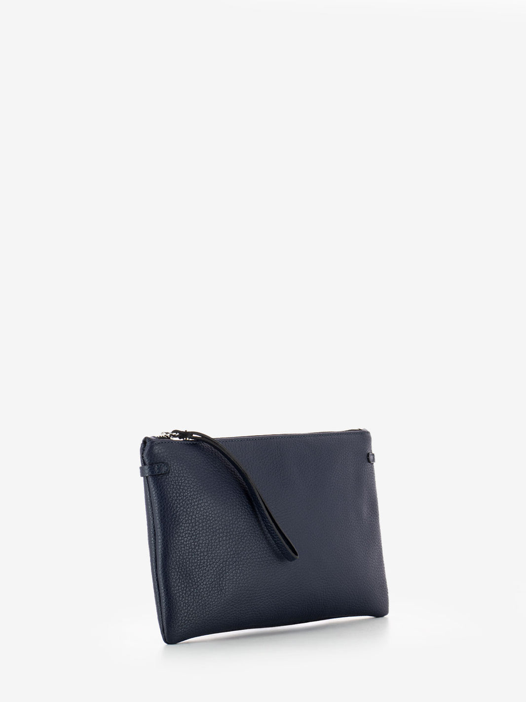 Hermy large clutch bag in navy leather