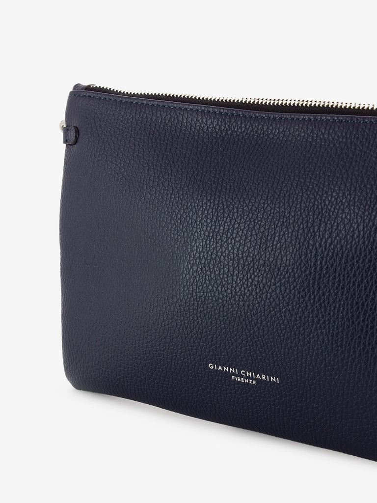 GIANNI CHIARINI - Pochette Hermy large in pelle navy