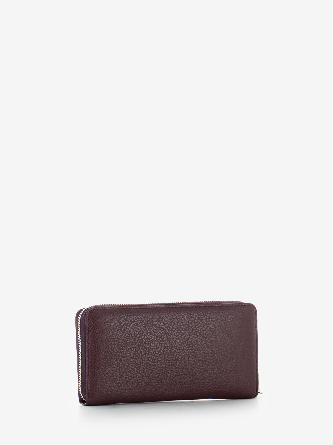 Grain leather wallet in wine berry