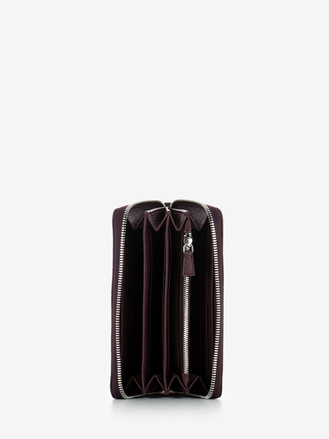 Grain leather wallet in wine berry
