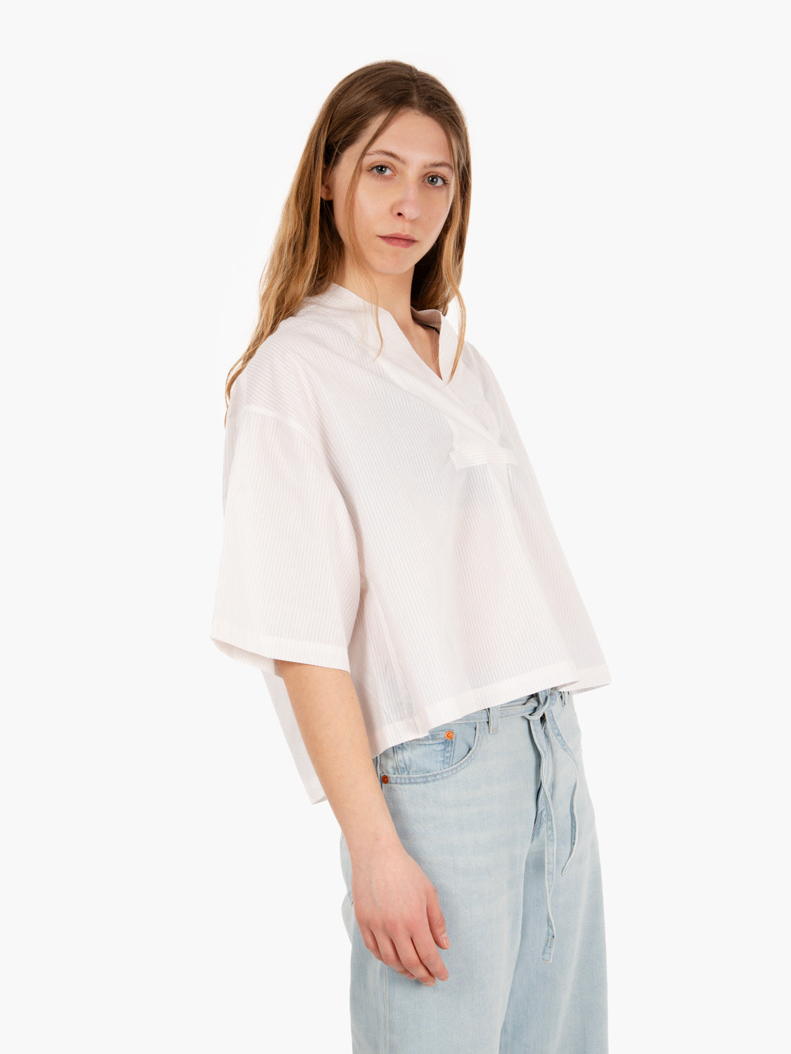 Camicia Toku a righe bianca