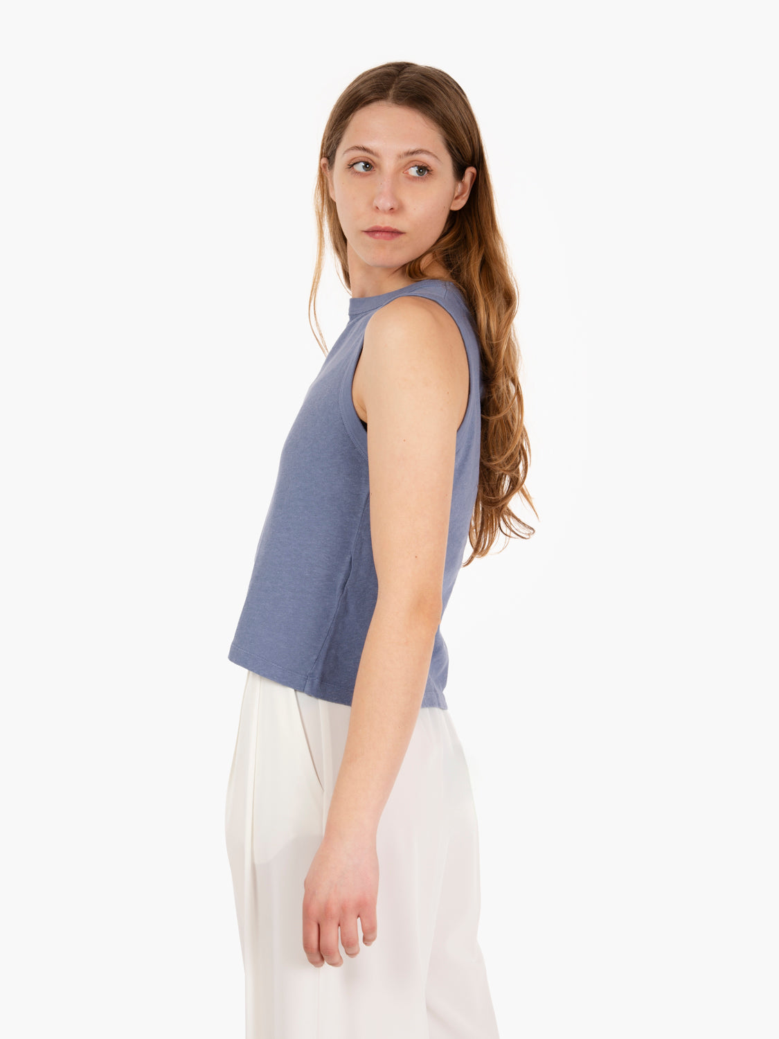 Johnny top cotton hemp riviera blue