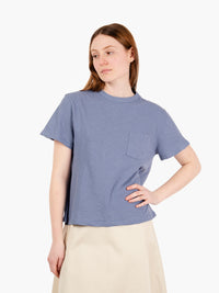 Pocket cotton hemp riviera blue t-shirt