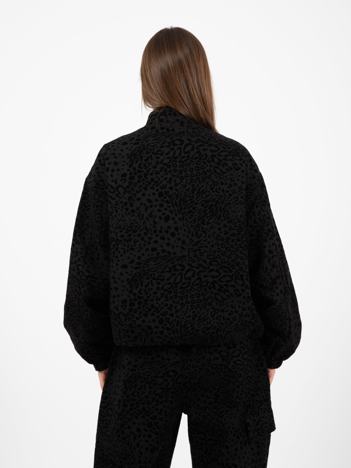 Warm Up Jacket leopard wool black