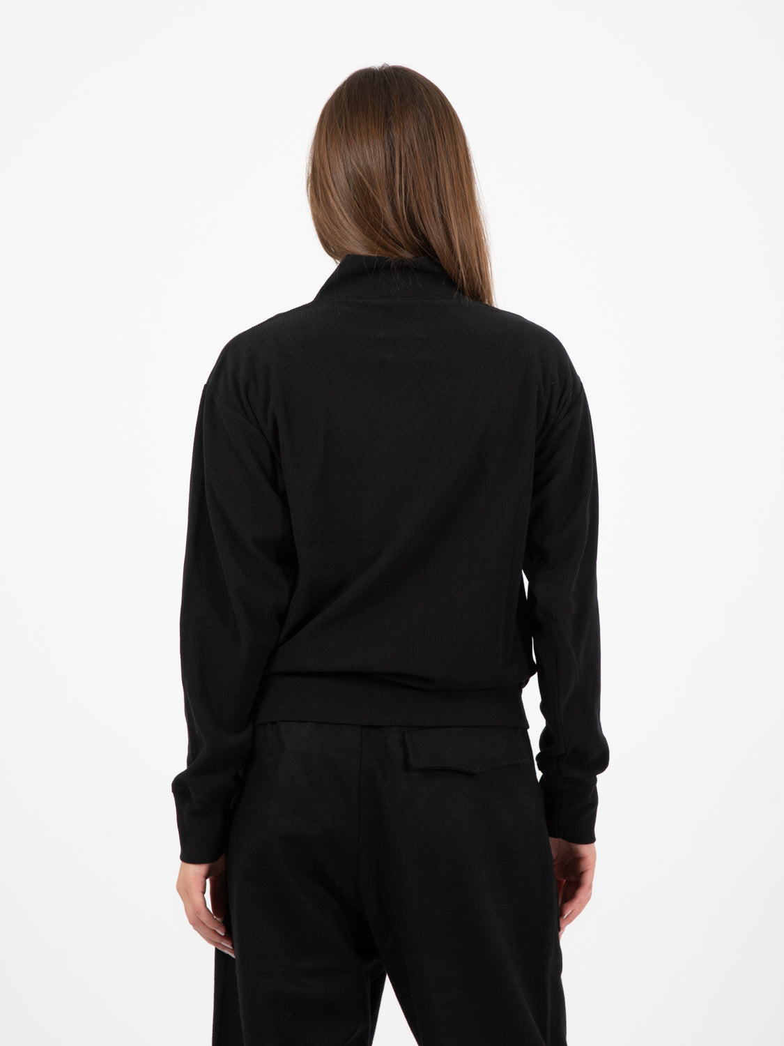 Zipper pullover Rib peluche black