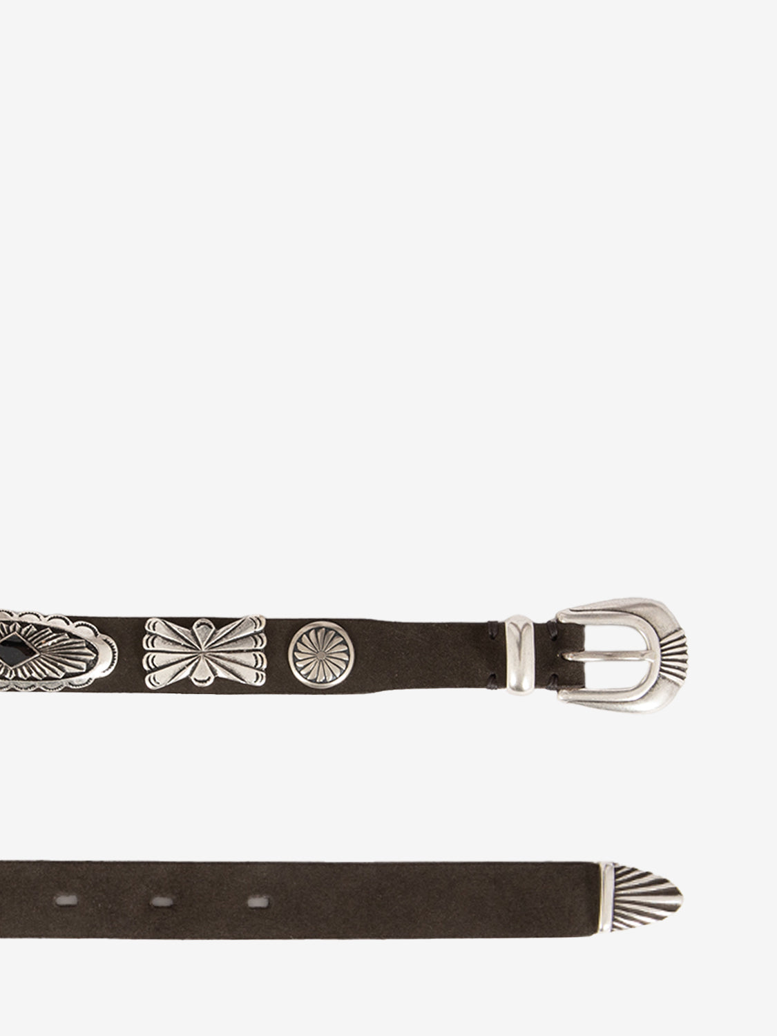 Cintura scamosciata con maxi decori marrone