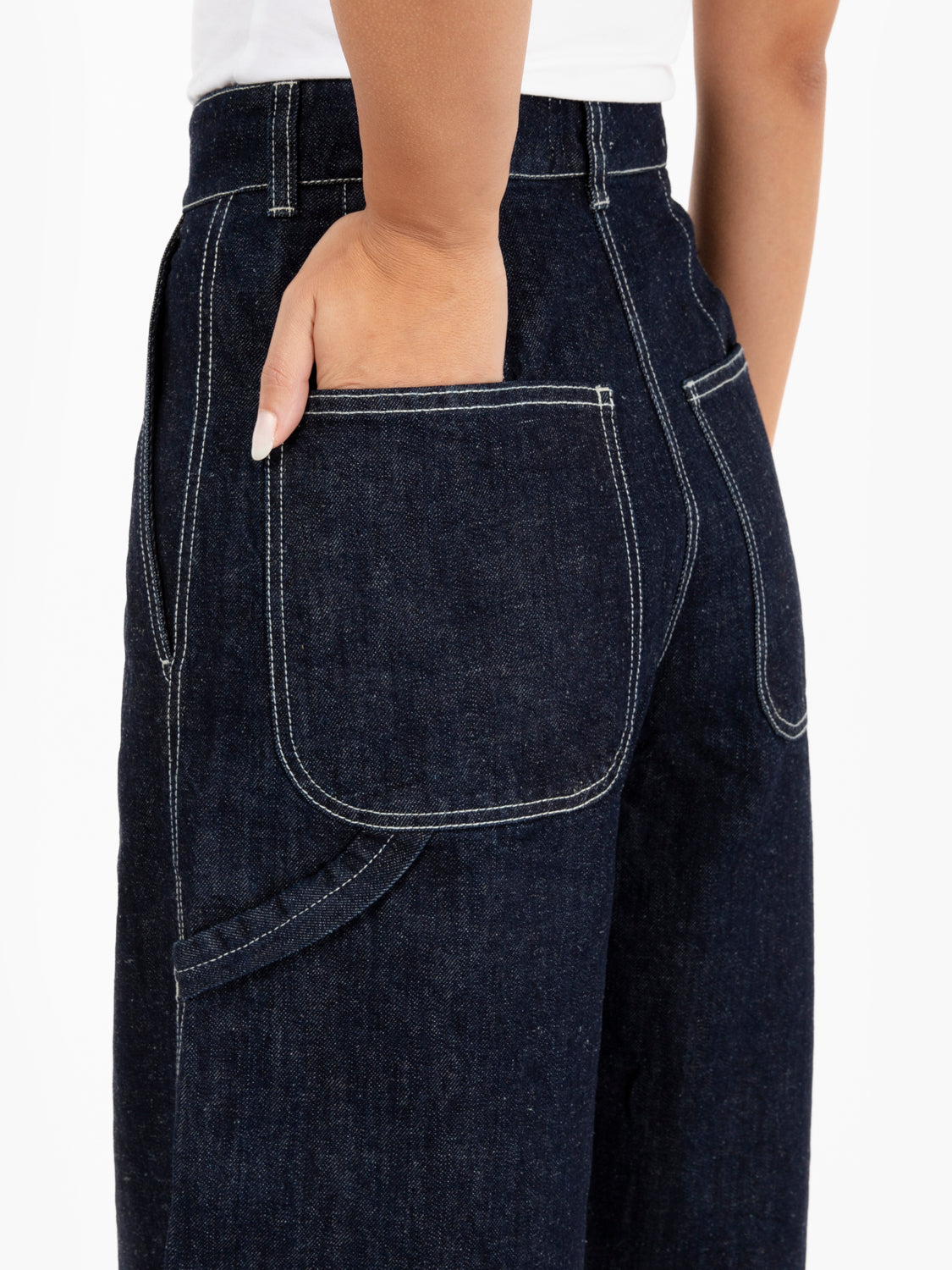 Pantaloni chino Submarine in denim indigo