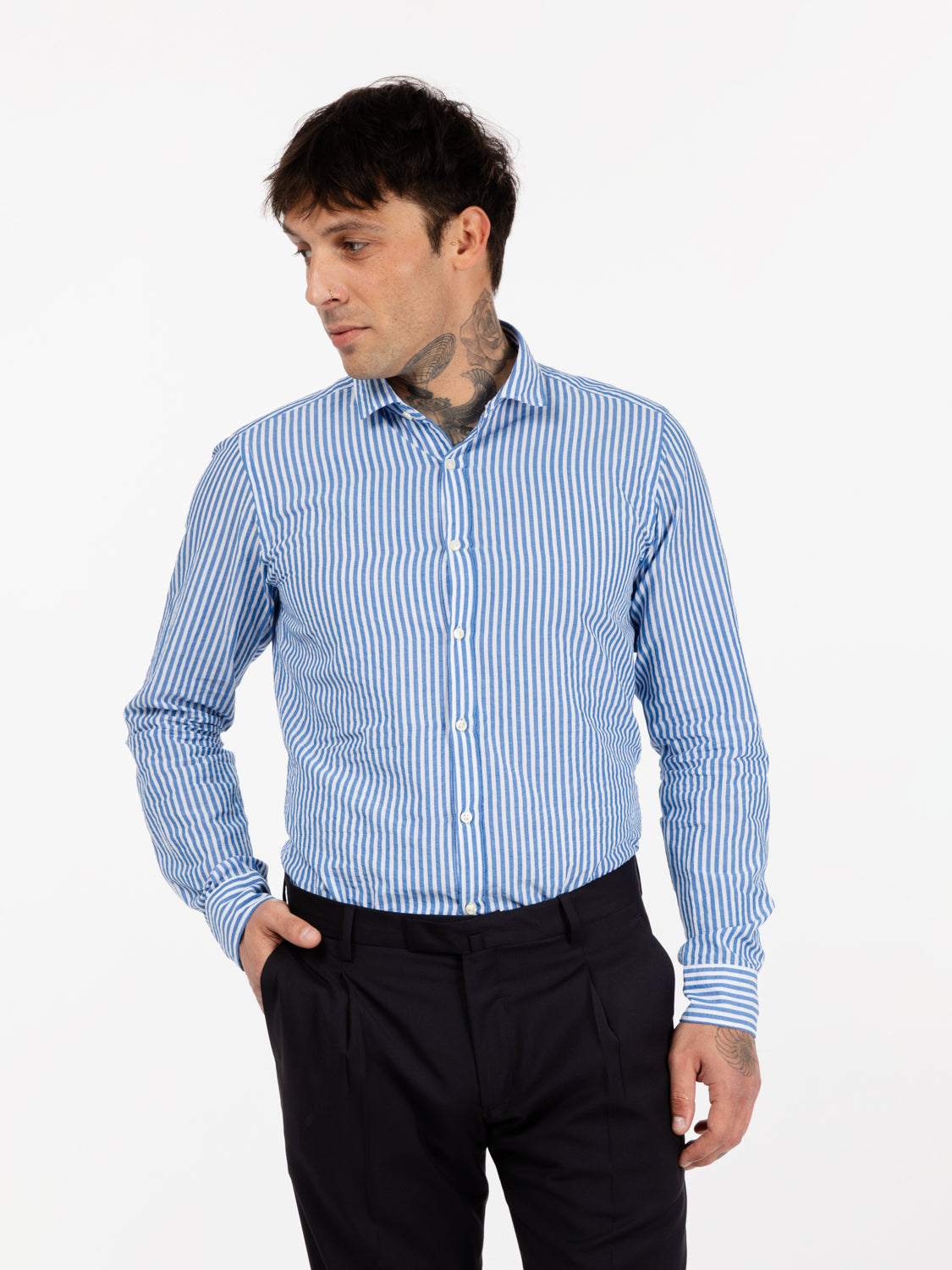 Camicia a righe bianco / blu