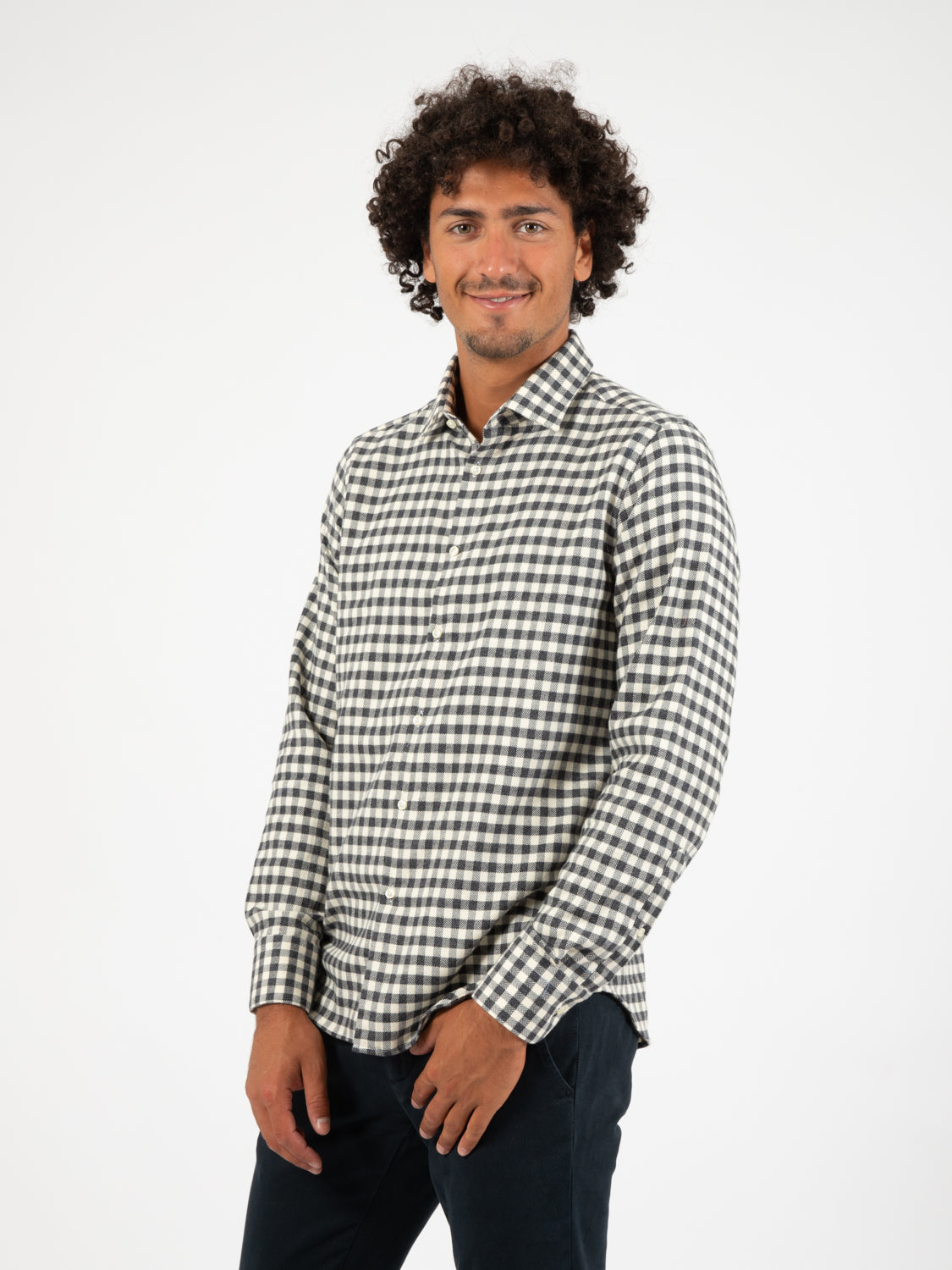 Camicia a quadri beige / grigio