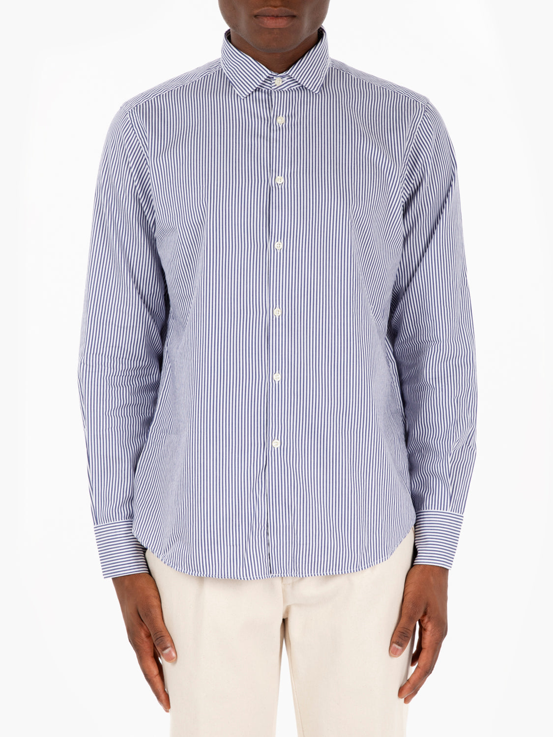 White/blue striped shirt