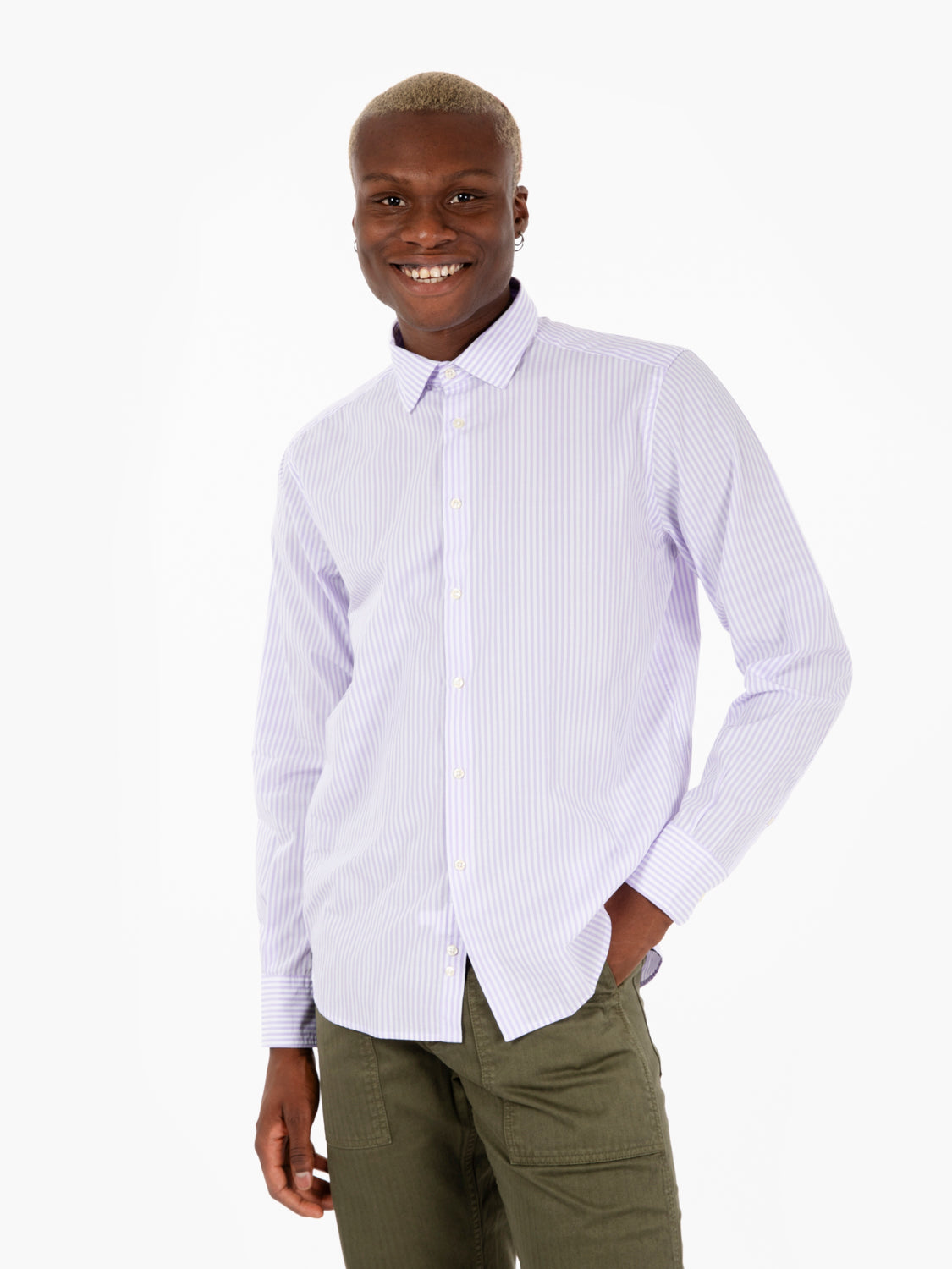 Camicia a righe bianche / lilla