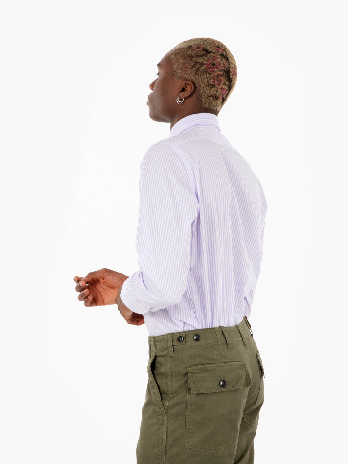 Camicia a righe bianche / lilla