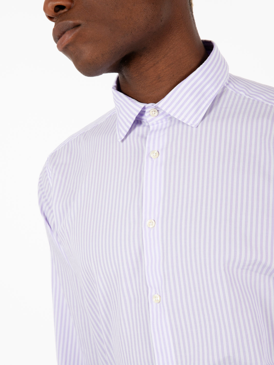 Camicia a righe bianche / lilla