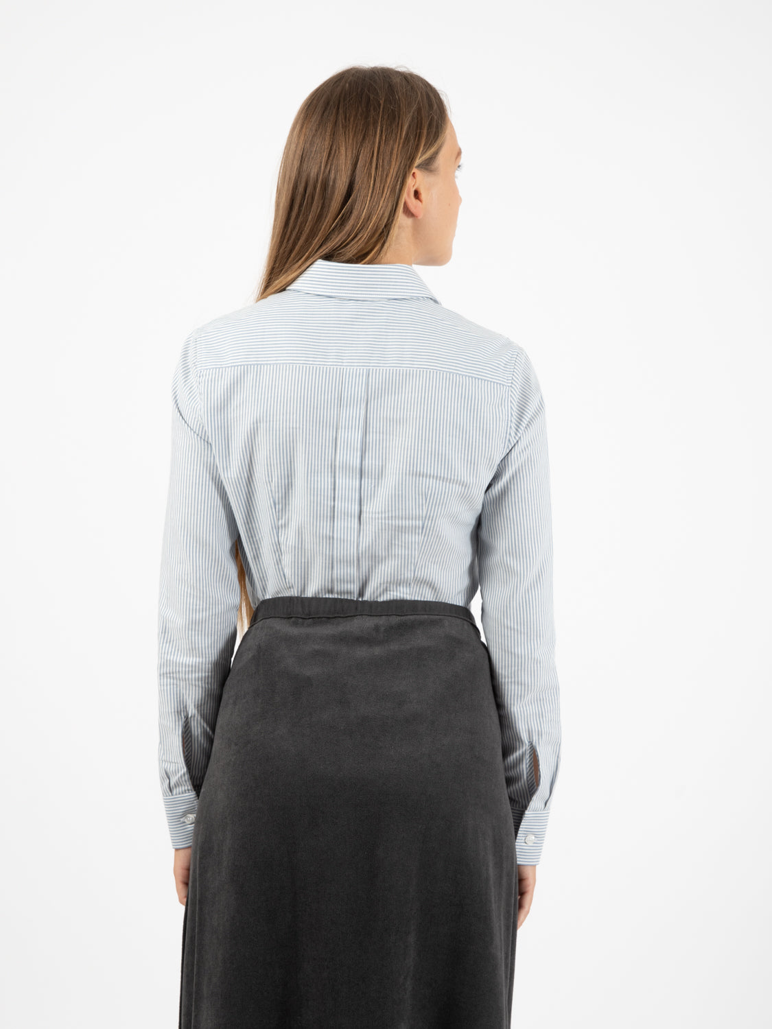 Camicia a righe in flanella bianco / azzurro