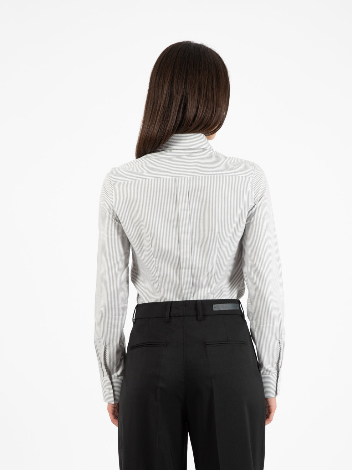 Camicia a righe in flanella bianco / grigio