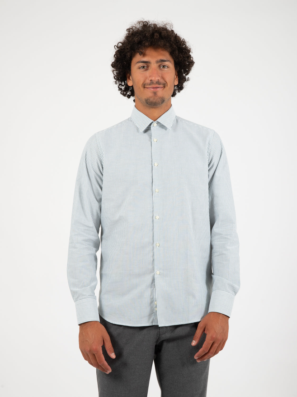 Camicia a righe verde / bianco