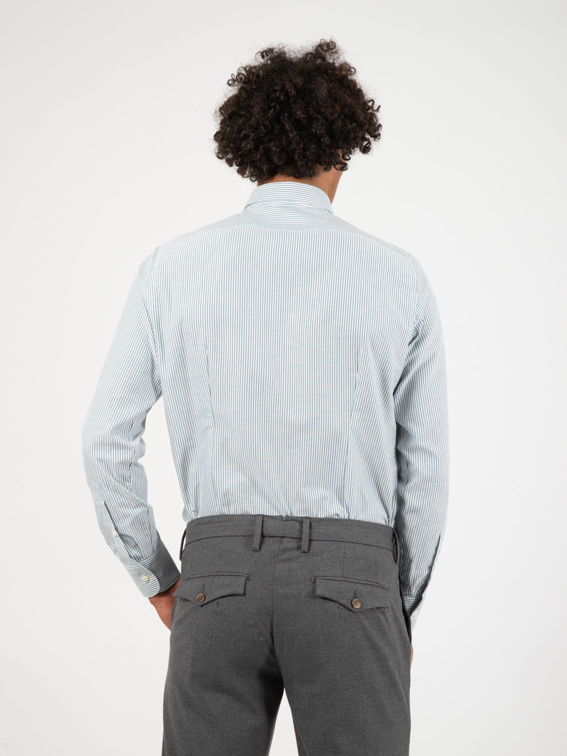 Camicia a righe verde / bianco