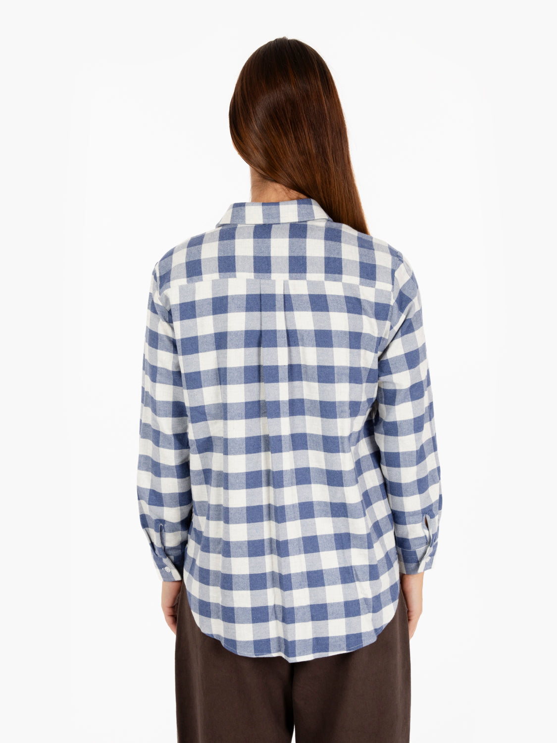 Camicia check in flanella bianca / azzurra