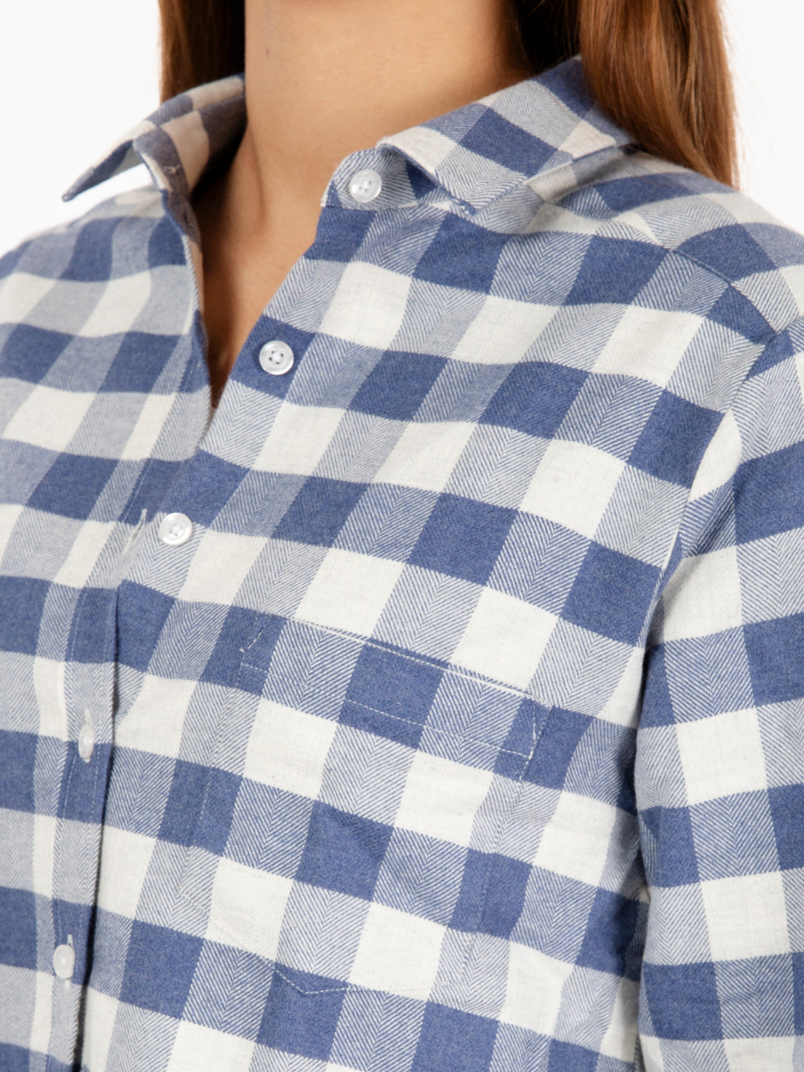 Camicia check in flanella bianca / azzurra