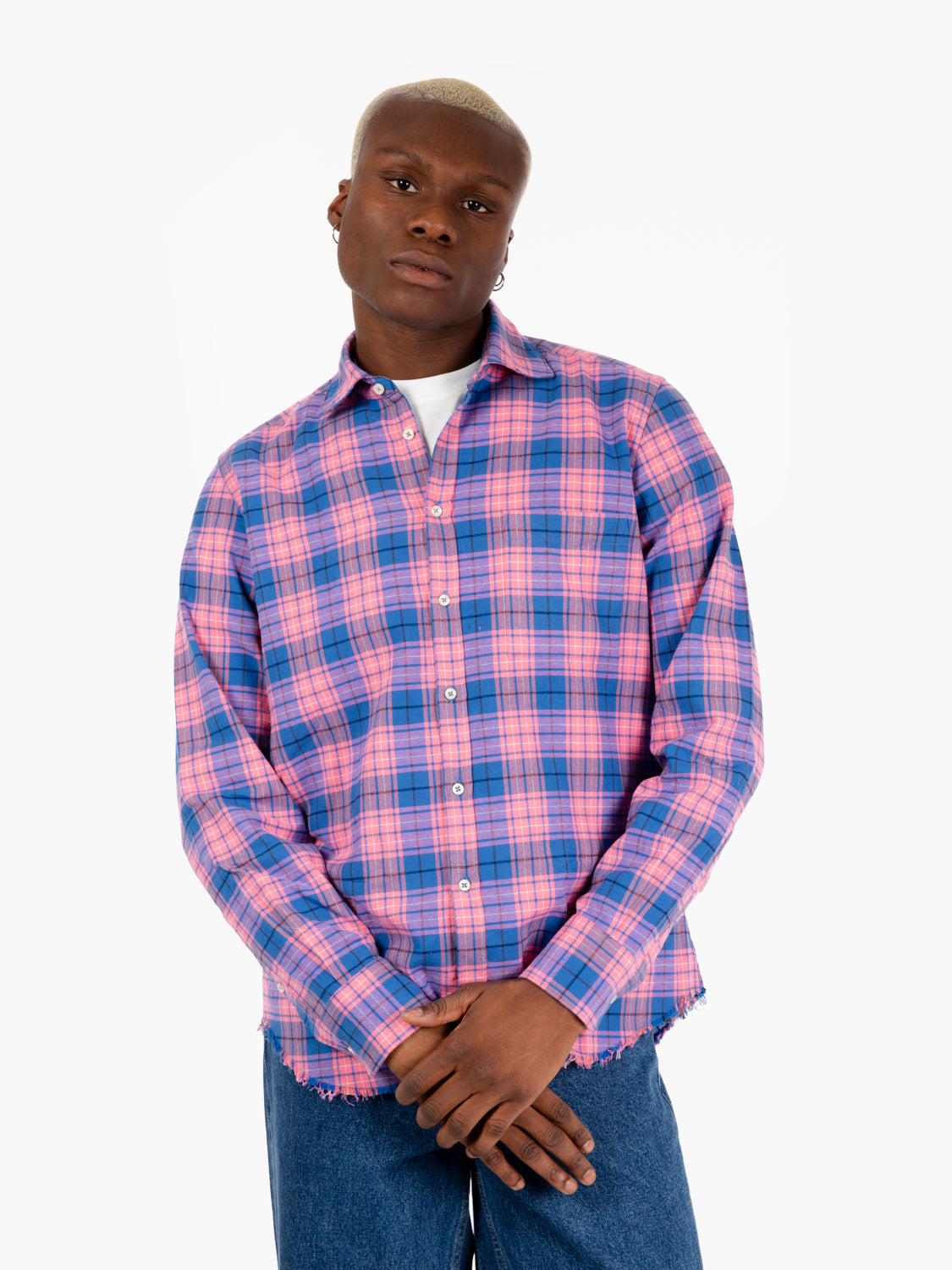 Pink/blue tartan patterned shirt