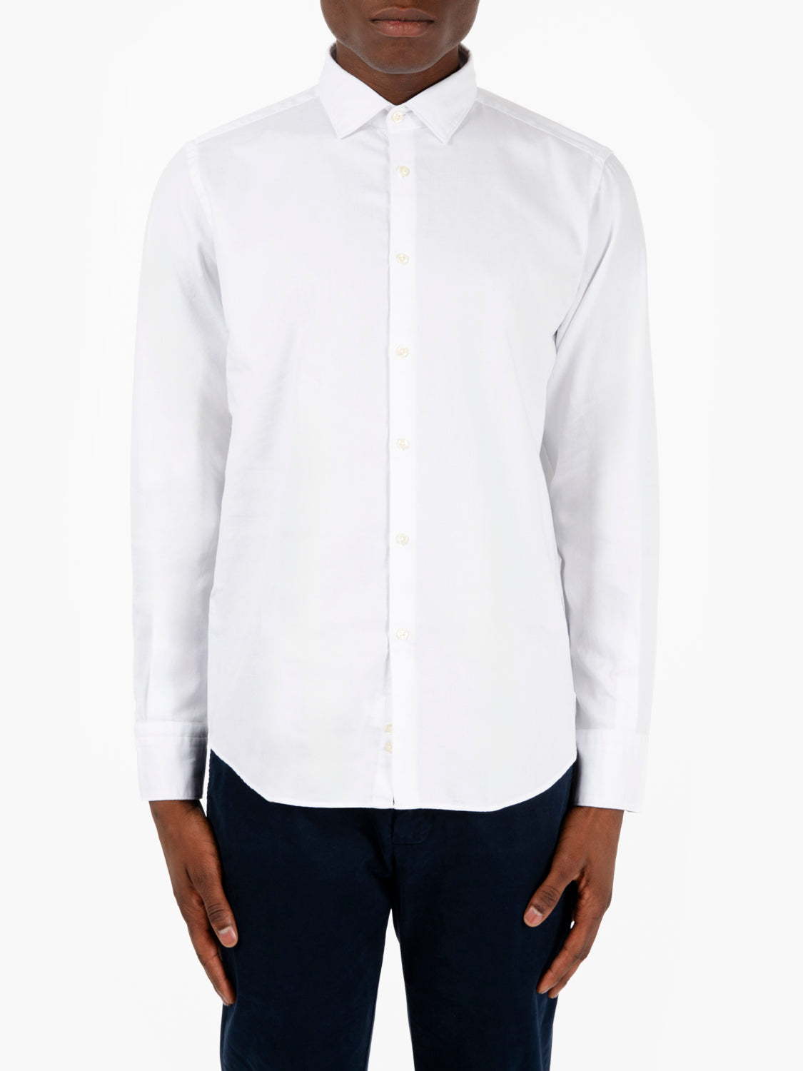 Camicia con microfantasia intrecciata bianca