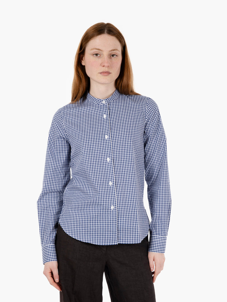 GMF - Camicia Emma con collo coreano vichy blu