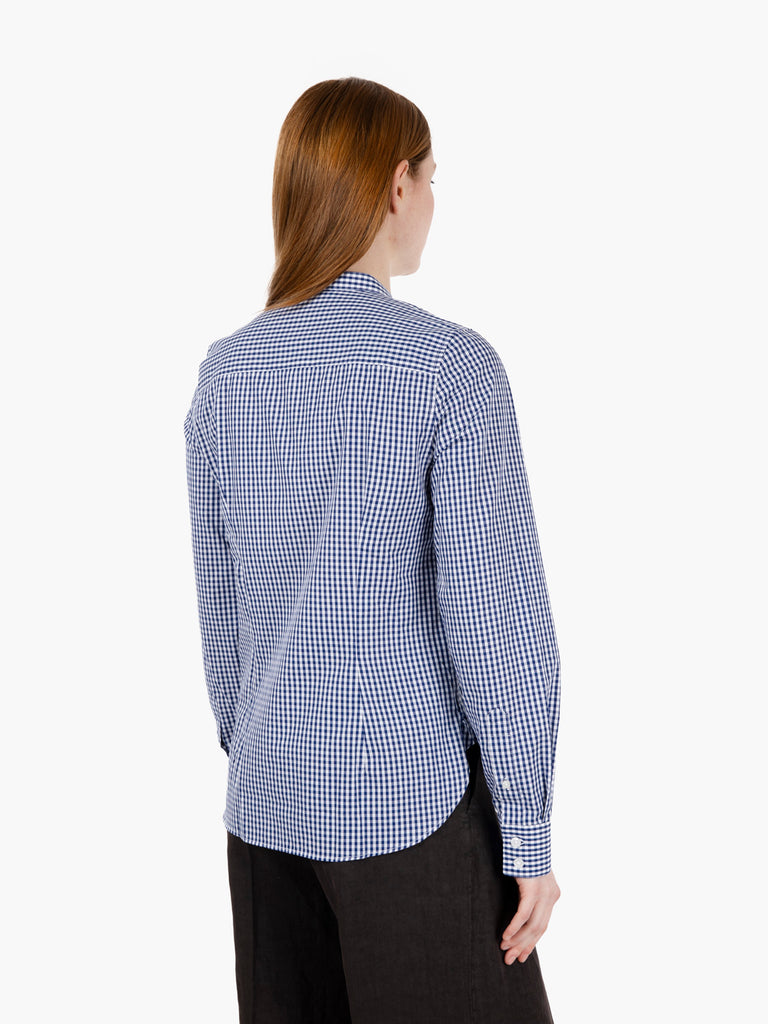 GMF - Camicia Emma con collo coreano vichy blu
