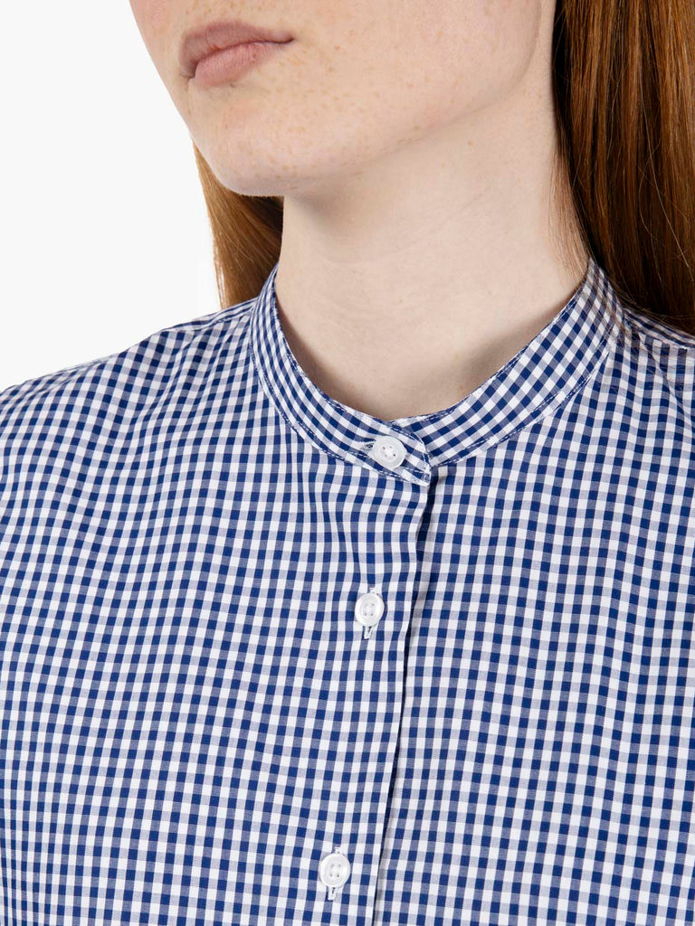 GMF - Camicia Emma con collo coreano vichy blu