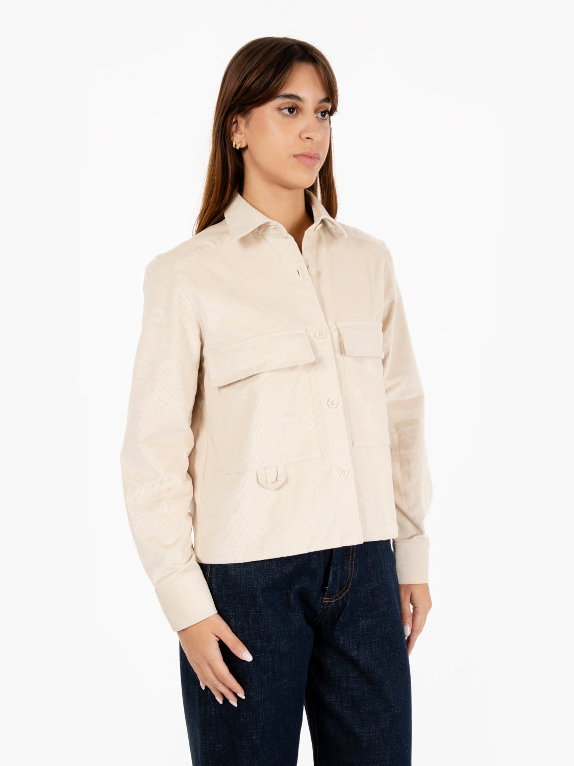 Camicia Giacca in velluto a coste panna