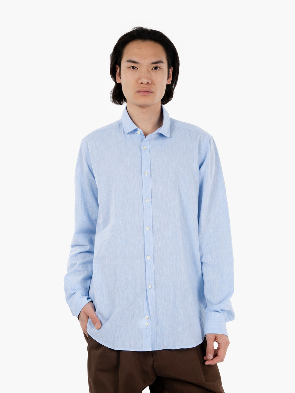 Light blue cotton and linen shirt