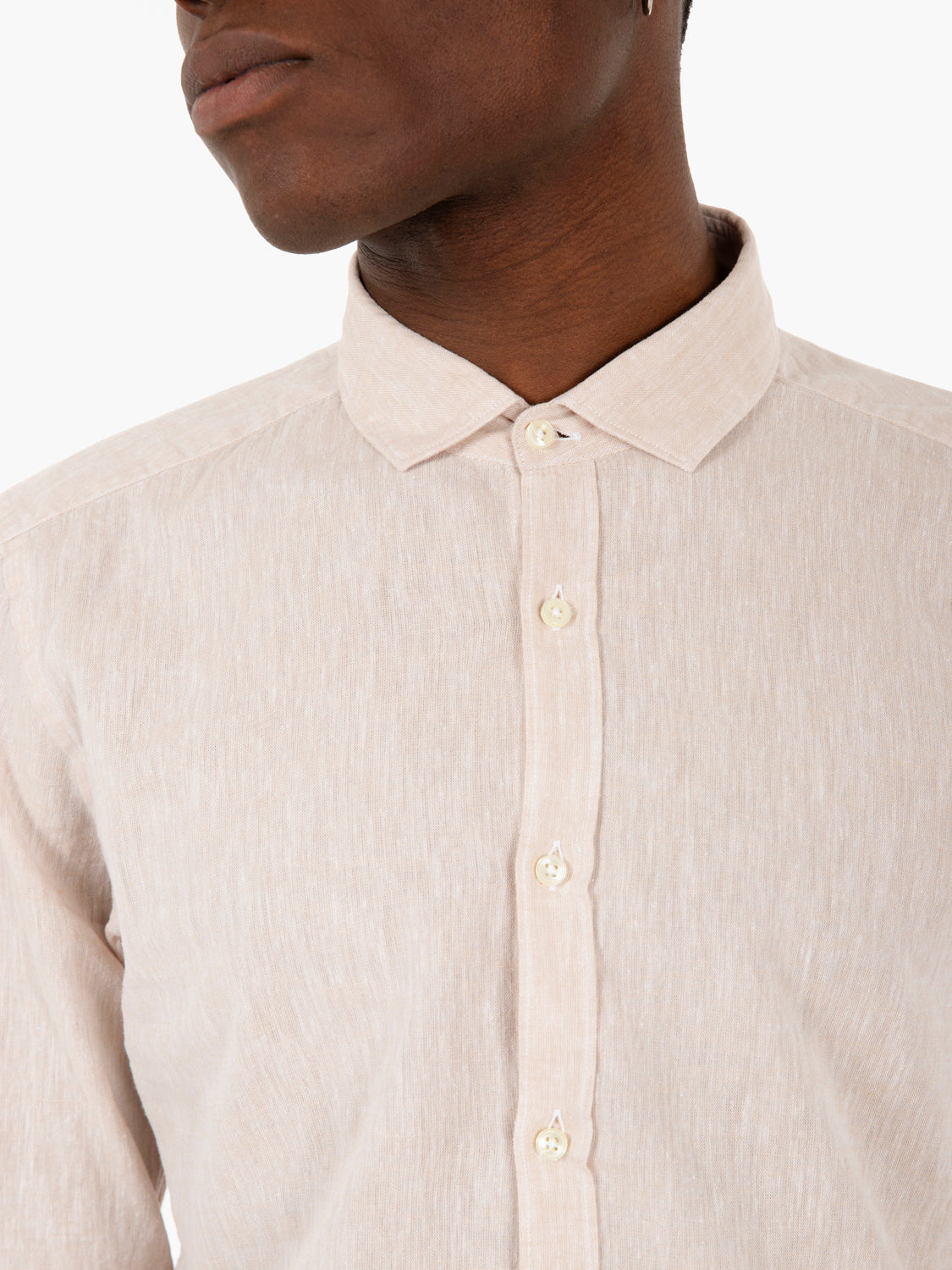 Camicia in cotone e lino beige