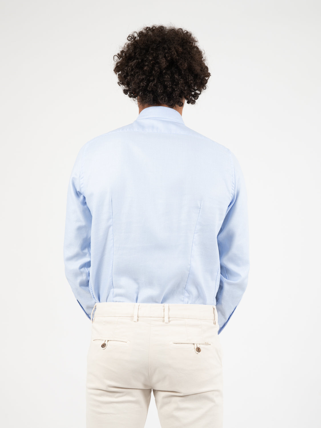 Camicia in cotone fil a fil azzurro