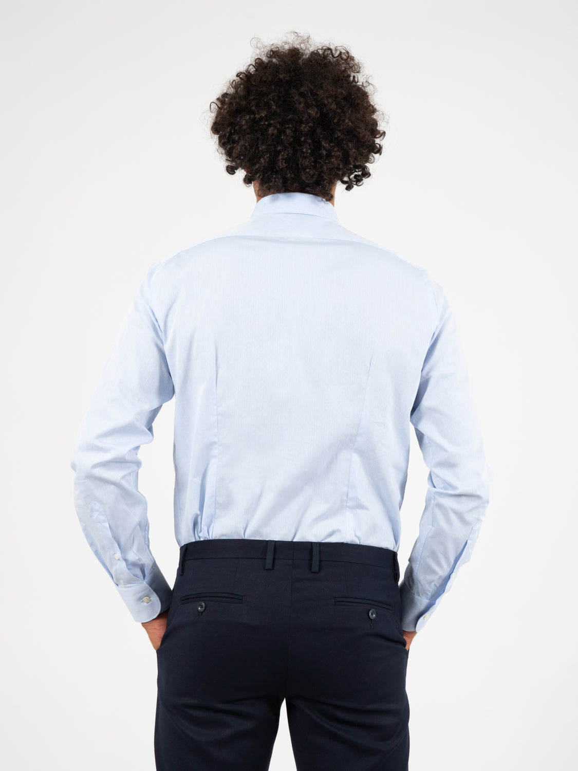 Camicia in cotone microfantasia azzurro