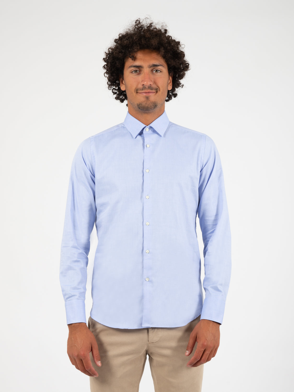 Camicia in cotone operato azzurro