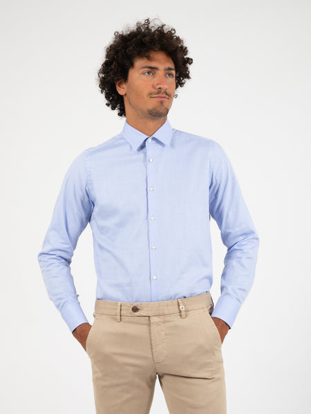 Camicia in cotone operato azzurro