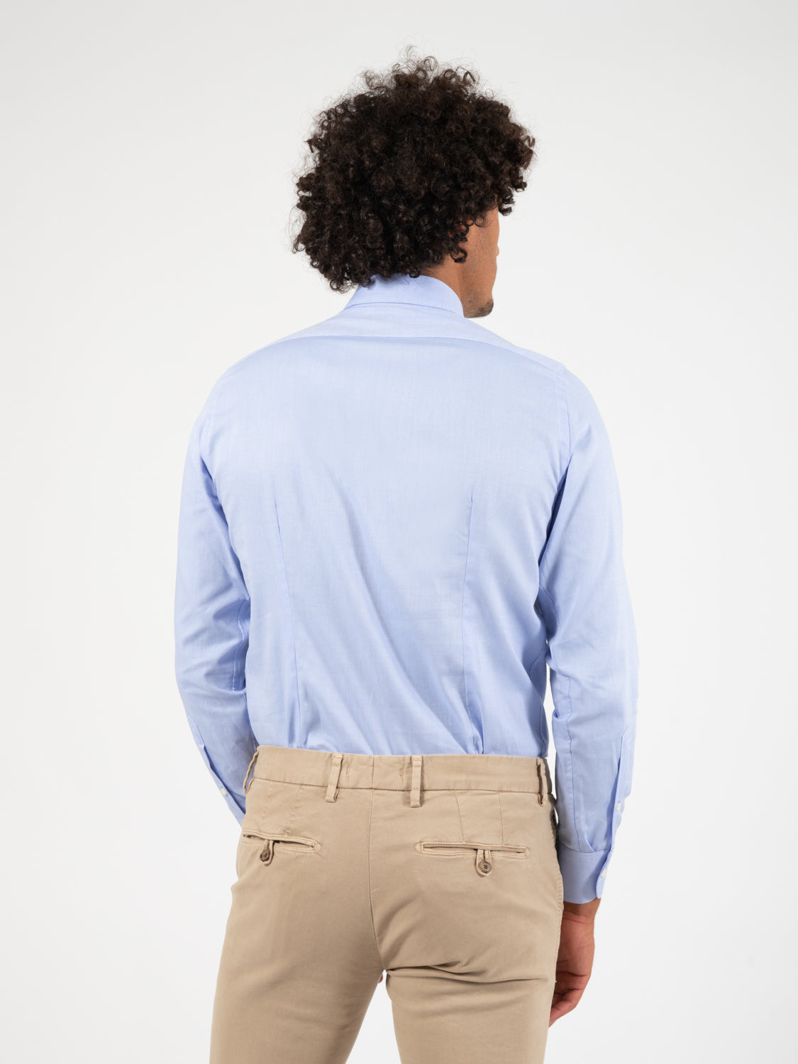 Camicia in cotone operato azzurro