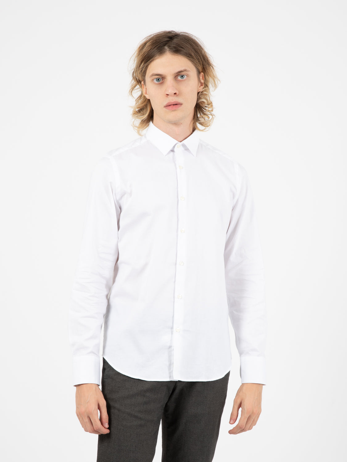 Camicia in cotone operato bianco